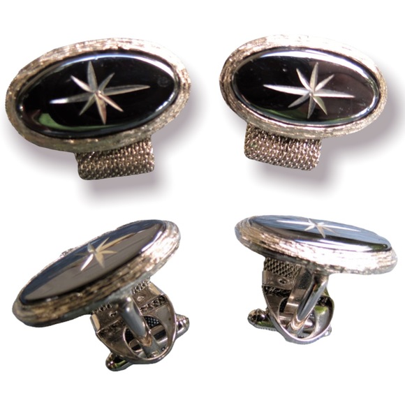 VTG Mad Men Cufflinks Shooting Star Good Luck - Picture 3 of 4